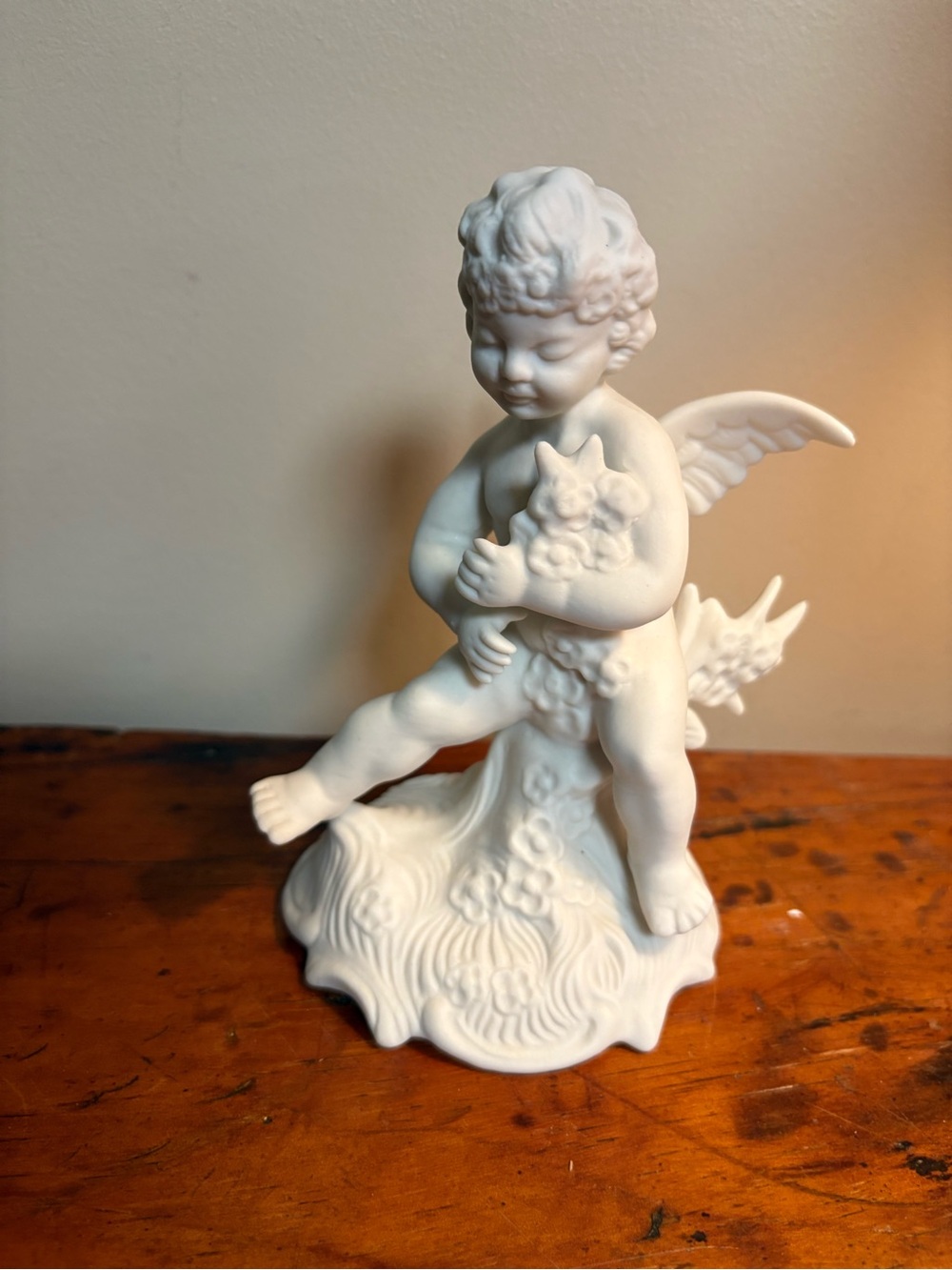 Vintage Dresden White Matte Porcelain Bisque Cherub Figurine Four Seasons